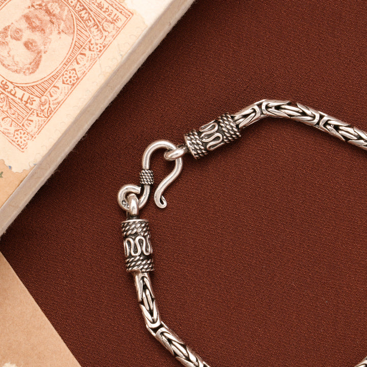 Classic Oxidized Byzantine Silver Bracelet
