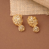 Spiral Flower Design Golden Necklace Set