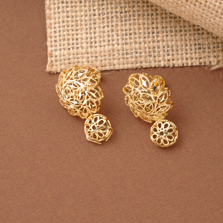 Spiral Flower Design Golden Necklace Set