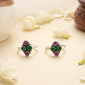 Classic Ruby Green Cluster Silver Toe Ring