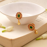 Elegant Oval Emerald Ruby Golden Earring