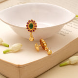 Elegant Oval Emerald Ruby Golden Earring