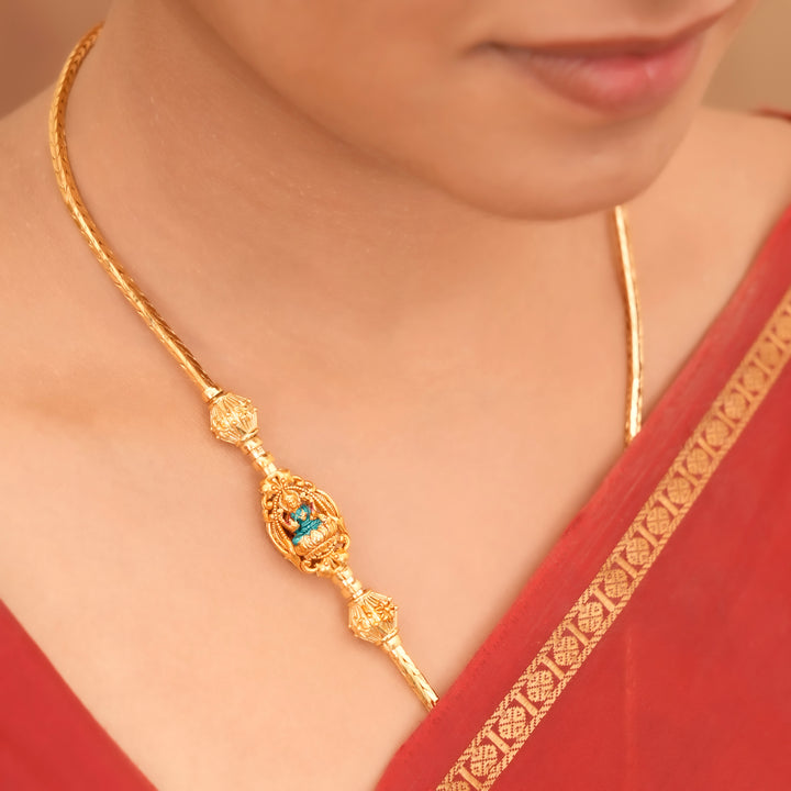 Elegant Temple Lakshmi Golden Mugappu Chain