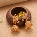 Antique Golden Peacock with Beads Jhumka