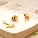 Floral Ruby Emerald Golden Stud