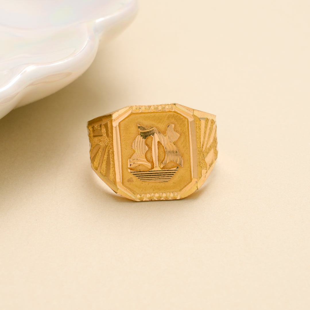 Engraved Sailboat Gents Gold Ring
