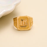 Engraved Sailboat Gents Gold Ring