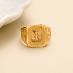 Engraved Sailboat Gents Gold Ring