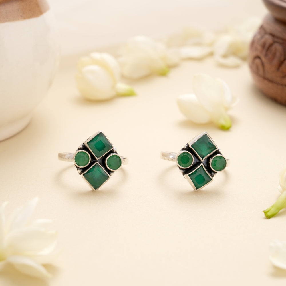 Emerald Square Harmony Toe Ring