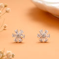 Vibrant White Blossom Stone Silver Stud