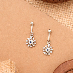 Sun Flower Design White Stone Silver Koppu