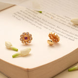 Blossom Floral Square Ruby Kundan Golden Stud
