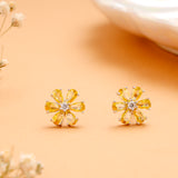 Fancy Yellow Blossom Stone Silver Stud