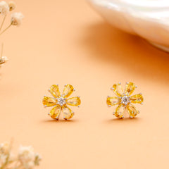 Fancy Yellow Blossom Stone Silver Stud