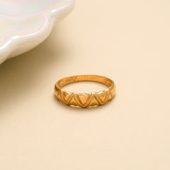 Modern Wave Engraved Gold Band