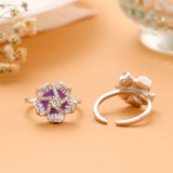Silver Royal Orchid Bloom Toe Ring