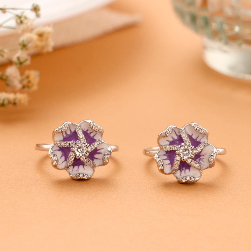 Silver Royal Orchid Bloom Toe Ring