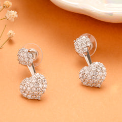 Trendy Stone Heart Hanging Silver Stud