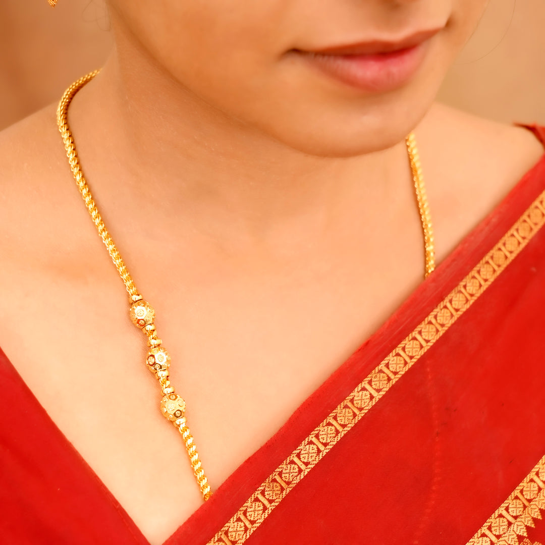 Elegant Golden Balls Design Mugappu Chain