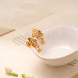 Elegant Leaf Emerald Golden Drop Earring