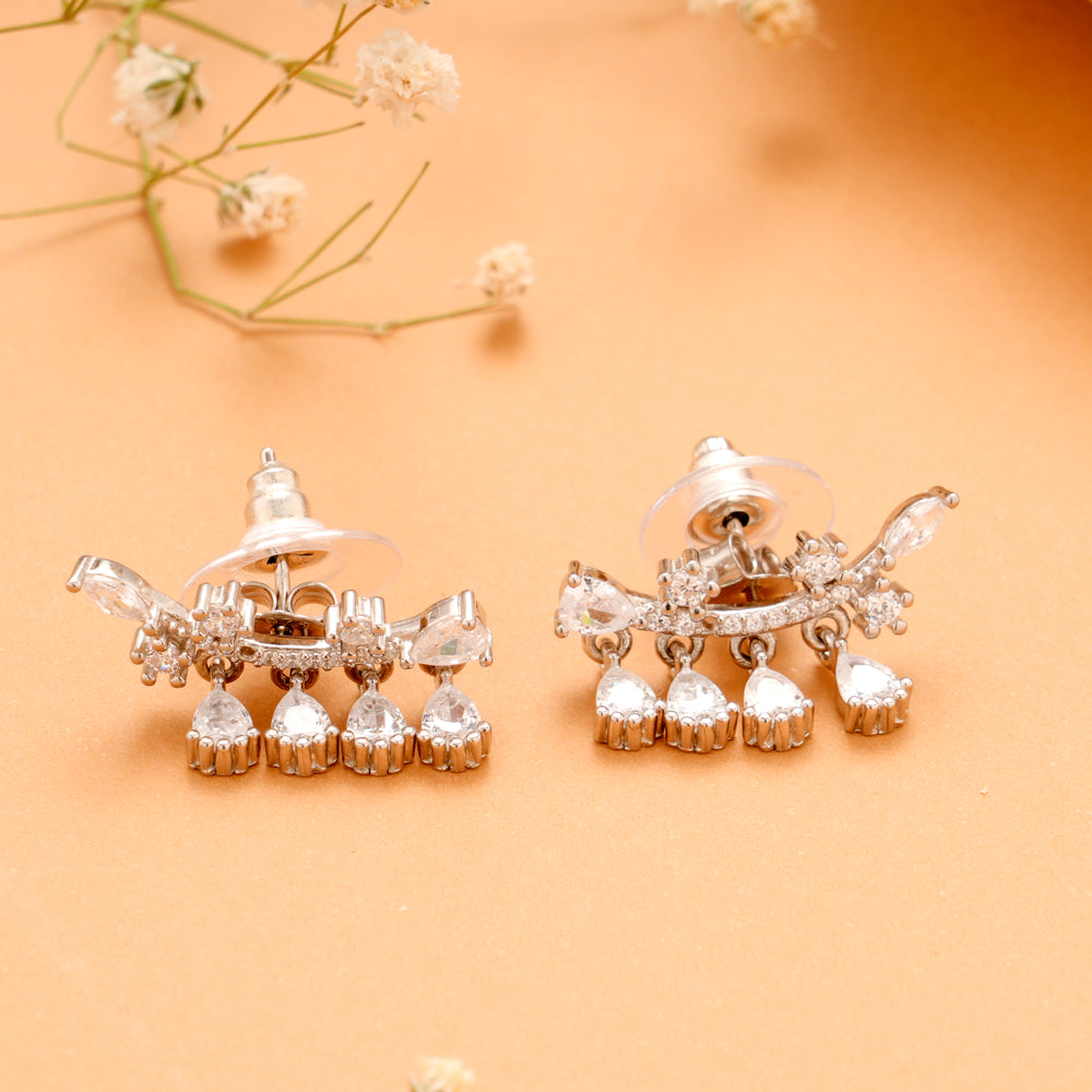 Trending Tear Drops Hanging Silver Stud