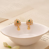 Elegant Leaf Emerald Golden Drop Earring