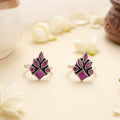 Silver Elegant Ruby Leaf Crown Toe Ring