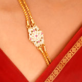 Double Layer White Stone Silver Mugappu Chain