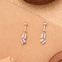 Square Dangle Pink Stone Silver Koppu