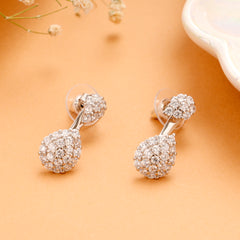 Sparkling Crystal Tear Drop Hanging Silver Stud