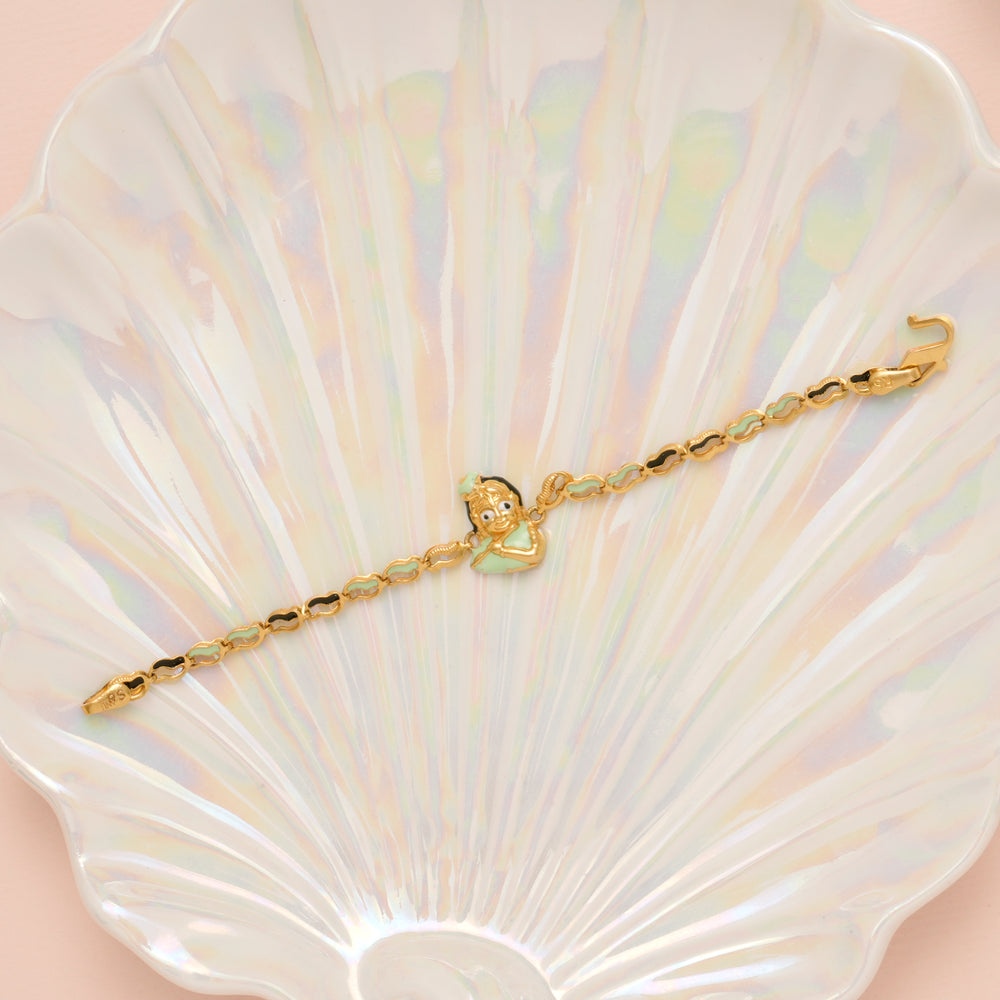 Tiny Lord Krishna Gold Bracelet for Women