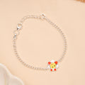 Cute Flower Face Enamel Baby Silver Bracelet