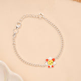 Cute Flower Face Enamel Baby Silver Bracelet