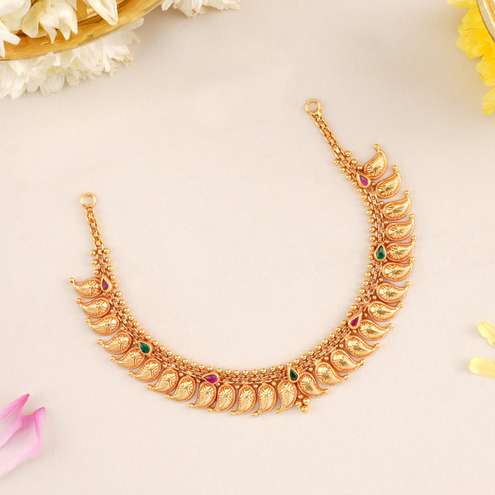 Ruby Emerald Nagas Work Kerala Style Necklace