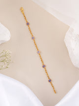 Delicate Pink Evil Eye Gold Bracelet