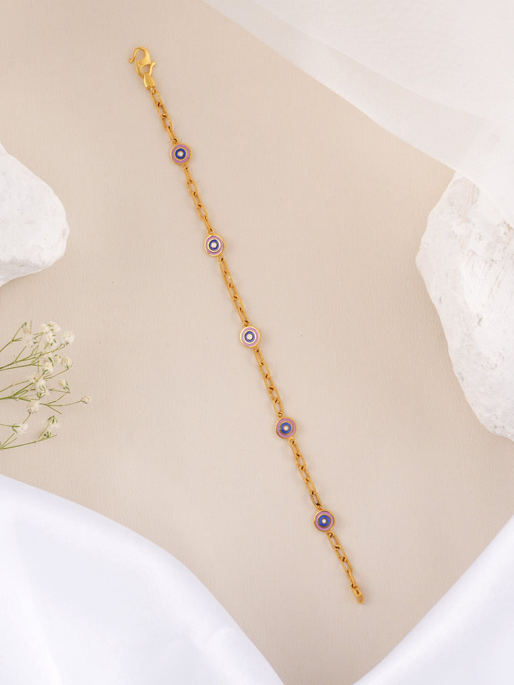 Delicate Pink Evil Eye Gold Bracelet