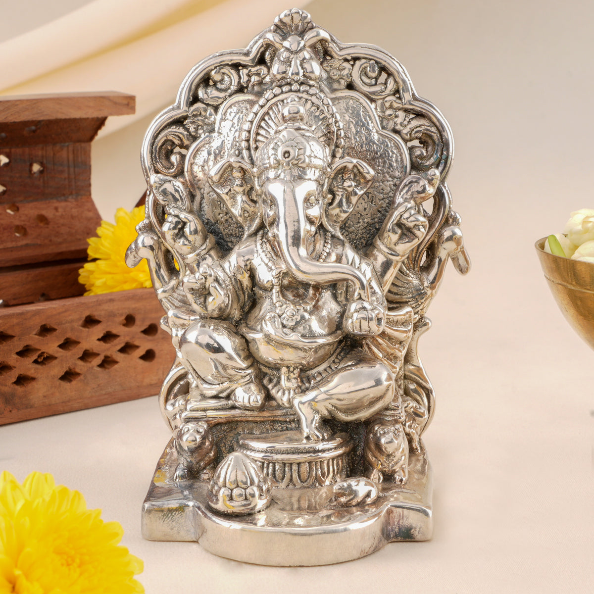 Elegant Silver Vinayaka Idol