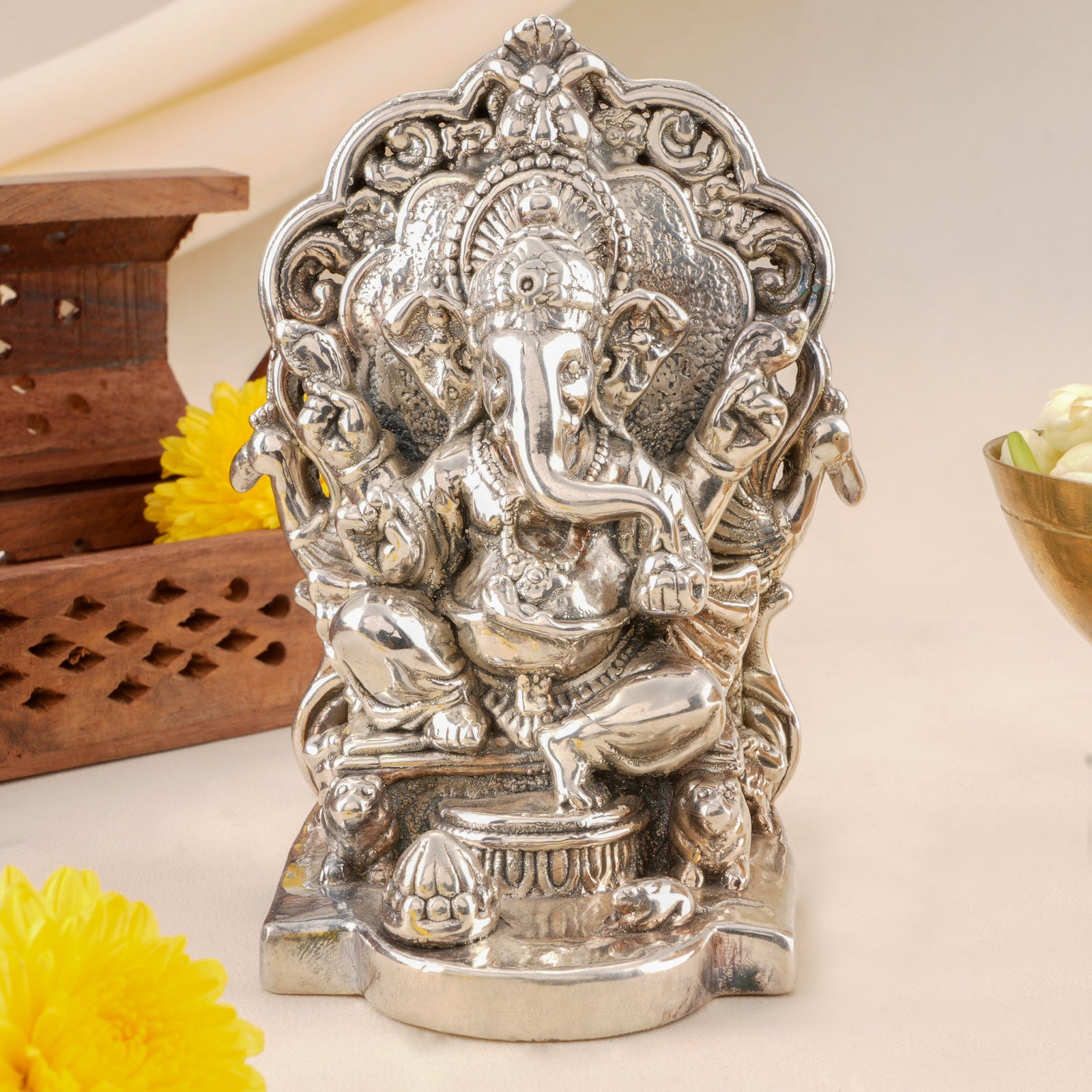 Elegant Silver Vinayaka Idol