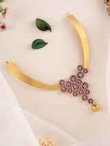Fusion Purple Floral Gold Necklace