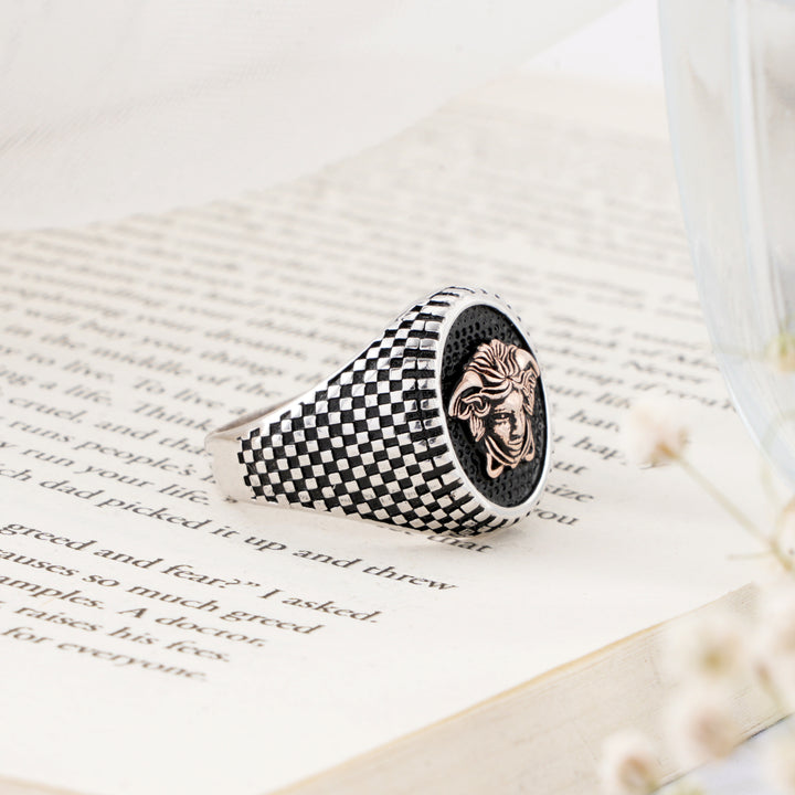 Gorgon Crest Silver Ring