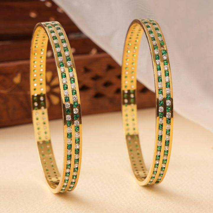 Royal Green & White Gemstone Bangle