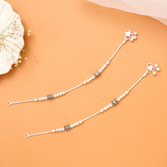 Black Oxidised Bead Silver Anklet