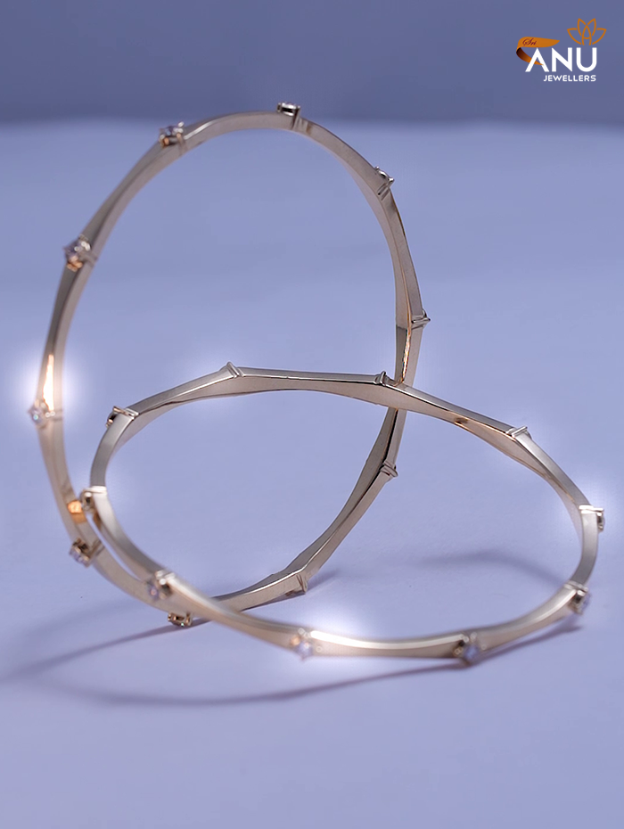 Asymmetrical Sleek Platinum Bangle with Diamond