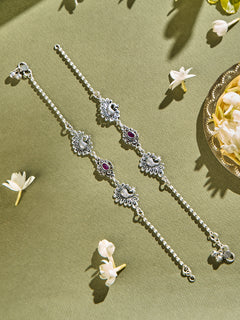 Peacock with Ruby Floral Antique Anklet