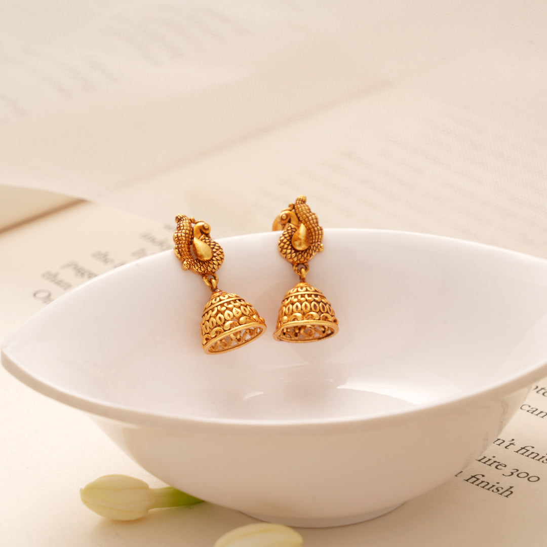 Minimalist Bell Drop Nagas Golden Jhumkas