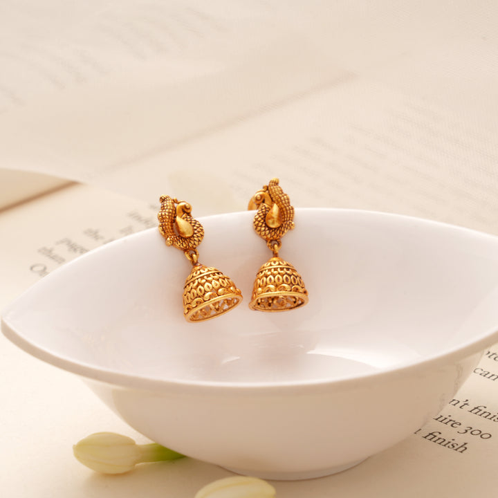 Minimalist Bell Drop Nagas Golden Jhumkas