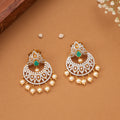 Emerald with Pearl Drop Leaf Swarovski Earrings