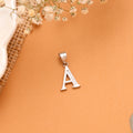 Stylish A Initial with Stone Silver Pendant