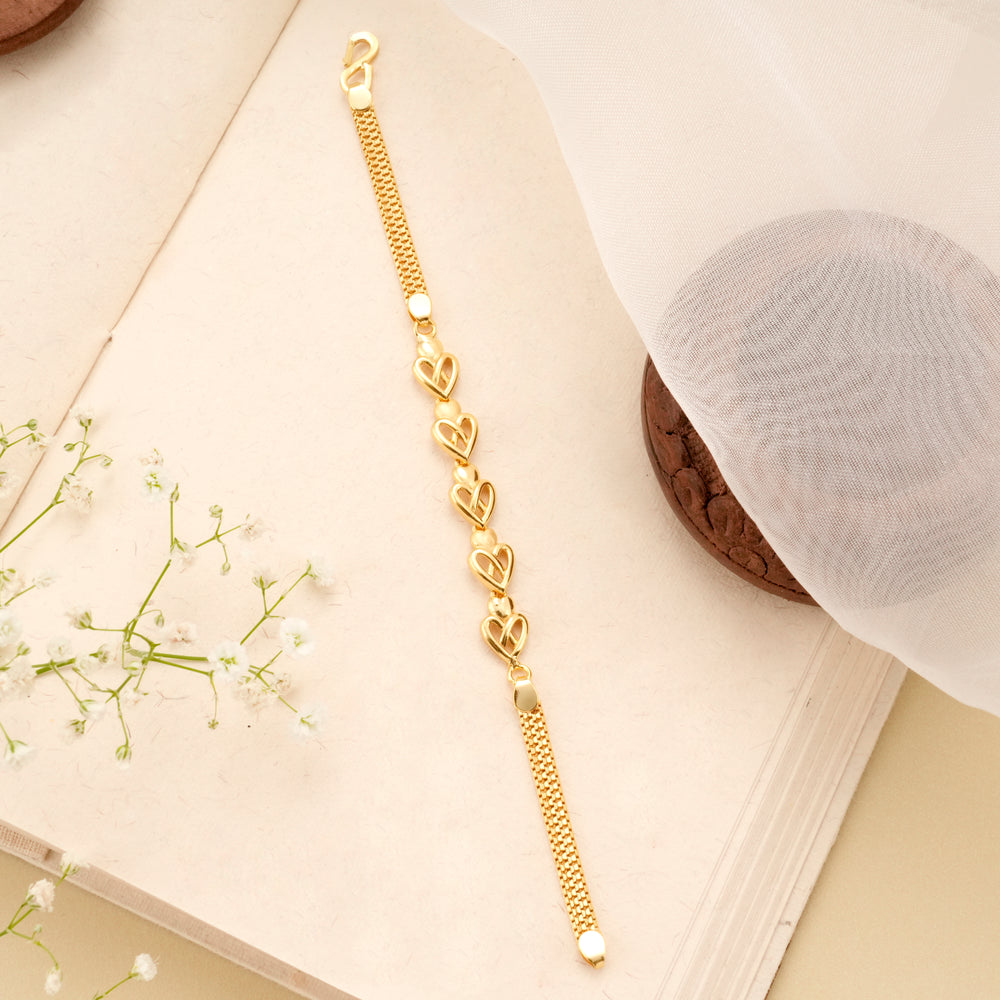 Hollow Heart Link Gold Plated Bracelet