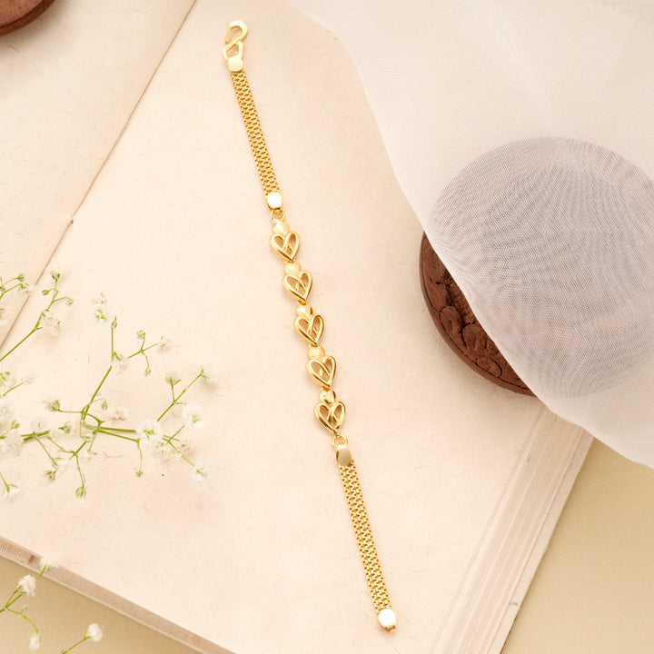 Hollow Heart Link Gold Plated Bracelet
